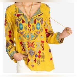 Johnny Was Colorful BIYA Ziggy Cupra
Embroidered Blouse Goldenrod Sz M